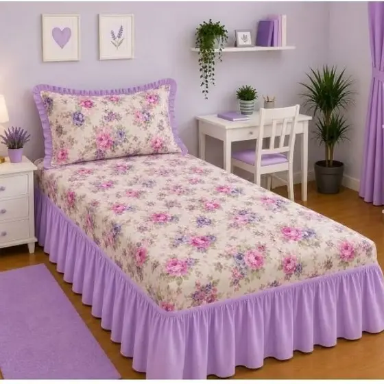 JOGO DE CAMA COBRE LEITO COLCHA SOLTEIRO OXFORD COM BARRA