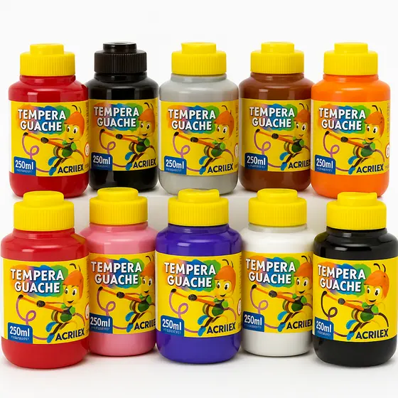 Tintas Guache Cores 250ml Acrilex Potes Sortida 12 Potão Cor Sortidas