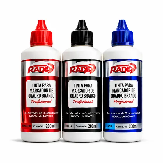 Kit 3 Tinta Marcador Quadro Branco Vermelho Preto Azul