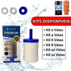 Kit 4 Velas Para Filtro Barro Alcalina Premium Tripla Ação Vela Carvão Ativado Prata Coloidal Refil