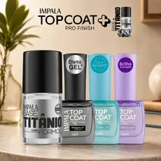 Esmalte Impala Top Coat Pro Finish Efeito Gel Ultra Secagem Super brilho Base Titânio Manicure