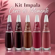 Kit Esmaltes Impala Cor do Momento Café Coffee Tons de Marrom Vermelho Atacado