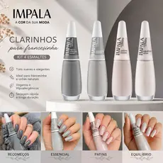 Kit de Esmaltes Impala 4 Cores Tons Cinza e Nude Atacado Coleção a Cor da Sua Moda