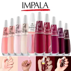 Kit 10 Esmaltes Impala Tons Rosa e Vermelho Atacado Cremoso Perolado