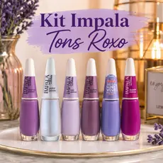 Kit Esmaltes Impala Tons Roxo Perolado Muda de Cor Duo Color Imprevisivel Manicure
