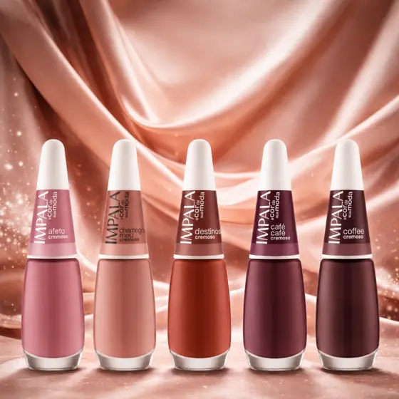 Kit Esmaltes Impala Tons Cremosos Marrom Coffee Destinos Afeto Chamego Café