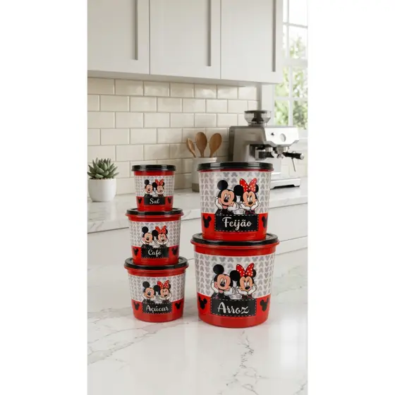Kit Potes Herméticos Mantimentos 5 peças Cozinha Organizada Premium empilhaveis economico