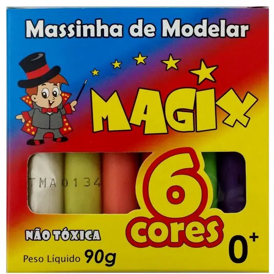 Massa de Modelar Magix 6 Cores 90 g Ref: MG-209s