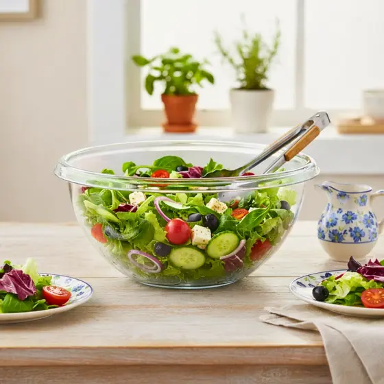Saladeira Bowl Acrílico Redonda 7.8L 34cm Tigela Grande Cozinha Receita Mesa Posta Niquelart N440