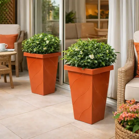 Kit 2 Vaso Coluna 13 Litros Para Plantas Frutíferas E Flores Jardim Quadrado Plasnew