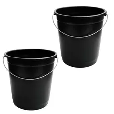 Kit 2 Baldes Grandes e Reforçados de Plástico 30 Litros Preto Plasnew P1517