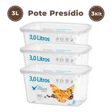 Pote Retangular Volare 3,0 Litros Kit 3 Unid. Presidio Sap