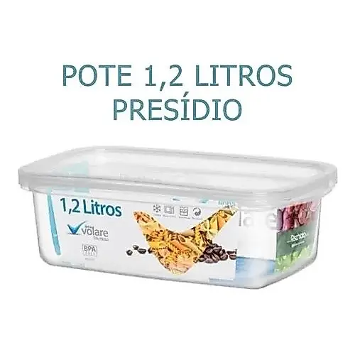 Pote Presídio Retangular Volare Transparente 1,2ml