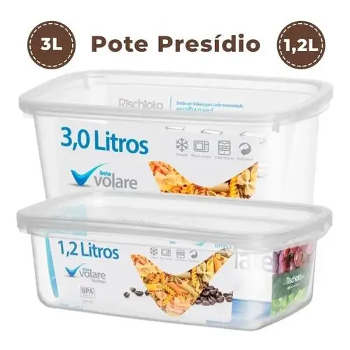 Kit 2 Potes 1,2 Ml E 3 Litros Volare Presídio Transparente