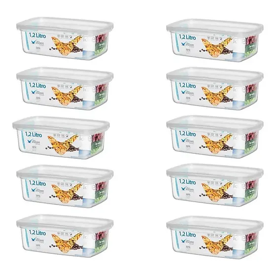 Marmitas 10 Potes Reutilizaveis Transparentes 1,2l Rischioto.