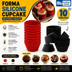 Kit 10/8/6/4 Forma Cupcake Silicone Forno Cozinha Buffet