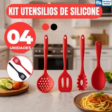 Kit Utensílios de Silicone Colher Espumadeira Espátula Vazada Colher de Servir Pegador de Massas