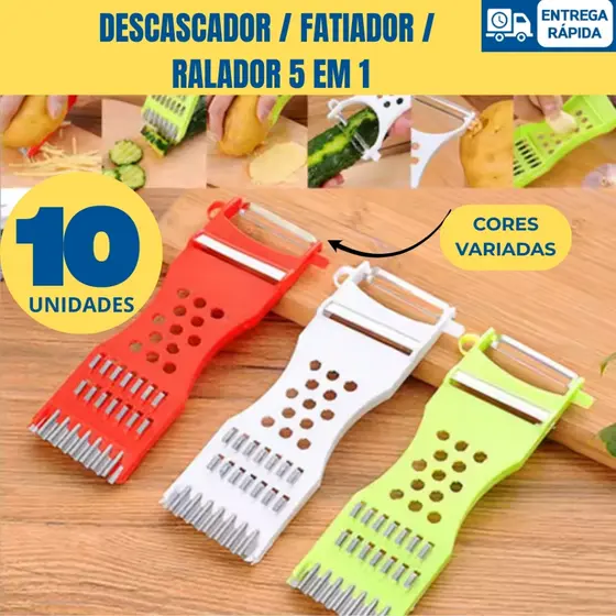 Kit 30/20 ou 10 Descascador  Ralador de Frutas e Legumes 5 em 1