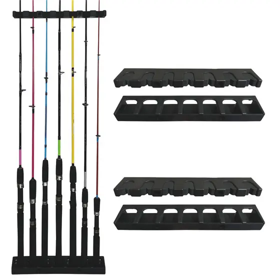 Kit com 2 Suportes Organizadores Varas Pesca 7 Lugares Parede Rack Expositor