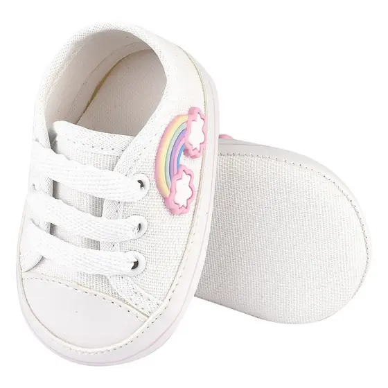 Tenis Bebe Menina Sapatinho Arco-íris Moda Conforto Antialergico