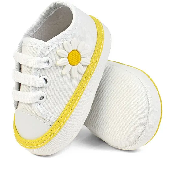Tenis Bebe Menina Flor Sapatinho Girassol Infantil Conforto Antialergico Moda