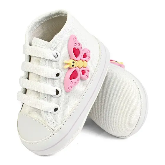 Sapatinho Bebe Menina Borboleta Tenis Feminino Infantil Botinha Cano Alto Moda Antialergico