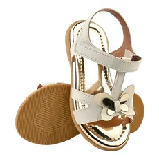 Sandalia Infantil Borboleta Dourada Menina Rasteira Feminina Ajustavel Antiderrapante Conforto