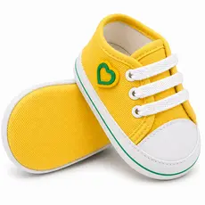Tenis Bebe Menina Brasil Coração Amarelo Copa Conforto Estilo Sapatinho Infantil Antialergico