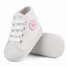 Tenis Bebe Menina Sapatinho Estrela Botinha Infantil Moda Leve Macio Antialergico Cano Alto