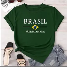 Camiseta Brasil Copa Do Mundo 2026 100% Algodao Olimpíadas T-shirt Menina Mulher Envio Rápido