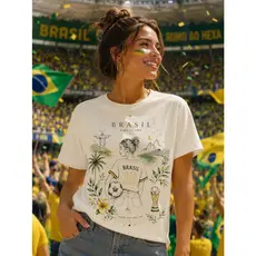 Camiseta Brasil Seleção Copa Feminina Unissex Algodão Estilo Casual Premium