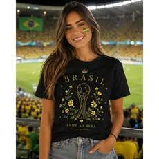 Camiseta Copa Brasil Seleção Unissex Feminina Algodão Estilo Casual Esporte Algodão