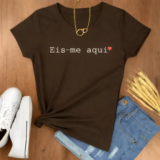 Camiseta Eis-me Aqui Moda Evangélica T-shirt Feminina Gospel Estilo e Fé | Algodão