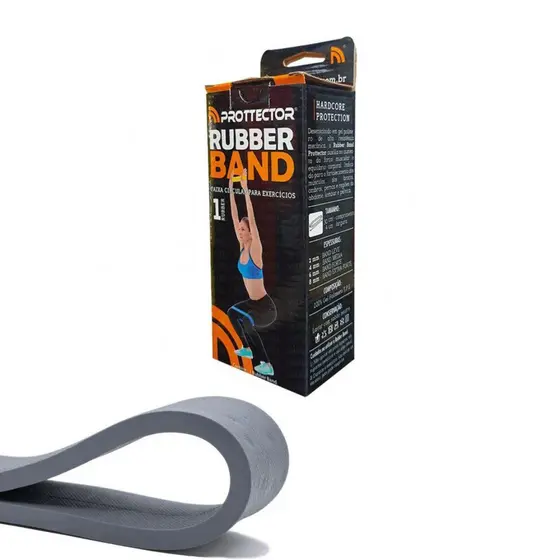 Faixa Elástica Rubber Band Prottector Extra-forte Cinza – Para Treino e Fortalecimento e Mobilidade e Flexibilidade