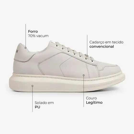 Tênis Casual Masculino Couro Ferracini Solado Flat Básico Elegante Impulse Original 7613-570C