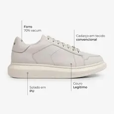 Tênis Casual Masculino Couro Ferracini Solado Flat Básico Elegante Impulse Original 7613-570C