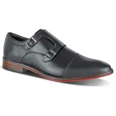 Sapato Social Masculino Couro Legitimo Ferracini Duas Fivelas Caravaggio Preto 5705-206G