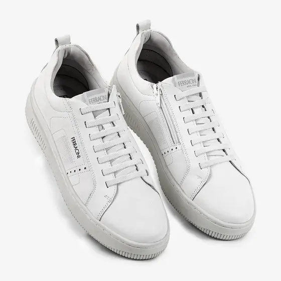 Tênis Masculino Casual Couro Ferracini Sneaker Branco Versátil Blur 9261-713B
