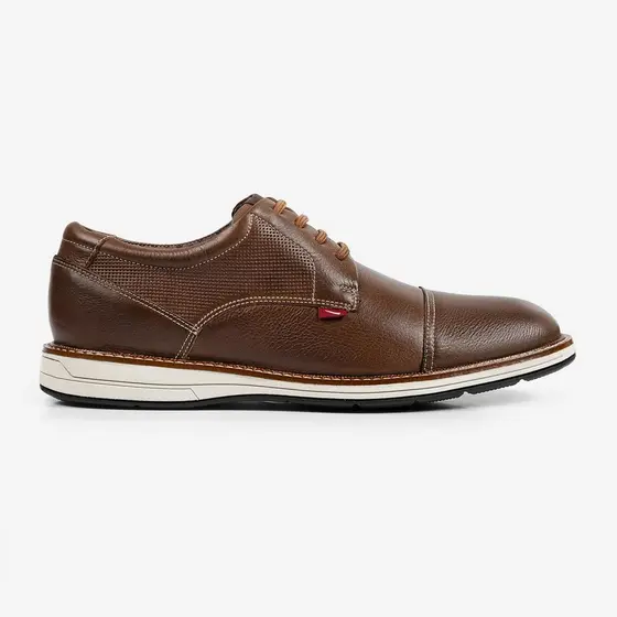 Sapato Casual Masculino Couro Legitimo Ferracini Cadarço Comfort Leve Kingston Marrom 6151-675I