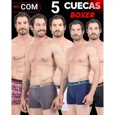 Kit 5 Cuecas Boxer Coeca Boxer Extra GG Cueca Box- LINHA PREMIUM