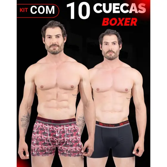 Kit 10 Cuecas Boxer Coeca Boxer Extra GG Cueca Box- LINHA PREMIUM