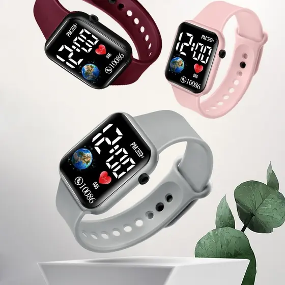 Relógio LED À Prova D'água Digital feminino Masculino Esporte Pulseira De Silicone