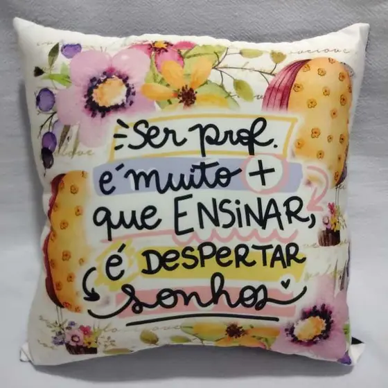 Almofadas decorativa 30X30cm estampas professores com enchimento de Fibra de Silicone