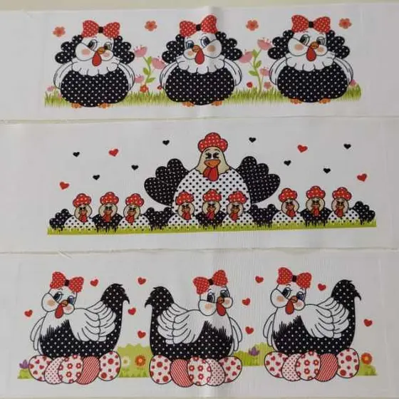 Barrinhas com estampa de GALINHA para pano de prato