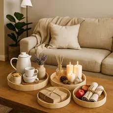 Kit 3 Cestas Redondas PMG em Pinus com Fundo MDF – Organização, Molduras e Presentes