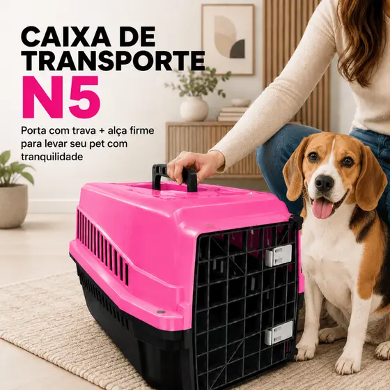 Caixa de Transporte Viagem N4 E N5 Pet até 15kg Cachorro Gato Resistente com Alça Segura