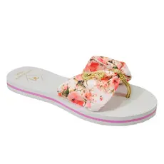Chinelo Sandália Moreik Feminina Laço Pano Tecido Estampado Moda Borracha Antiderrapante Rasteirinha Confortável Floral