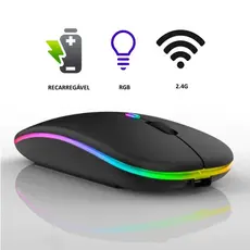 Mouse Sem Fio Recarregável Wireless Led Rgb