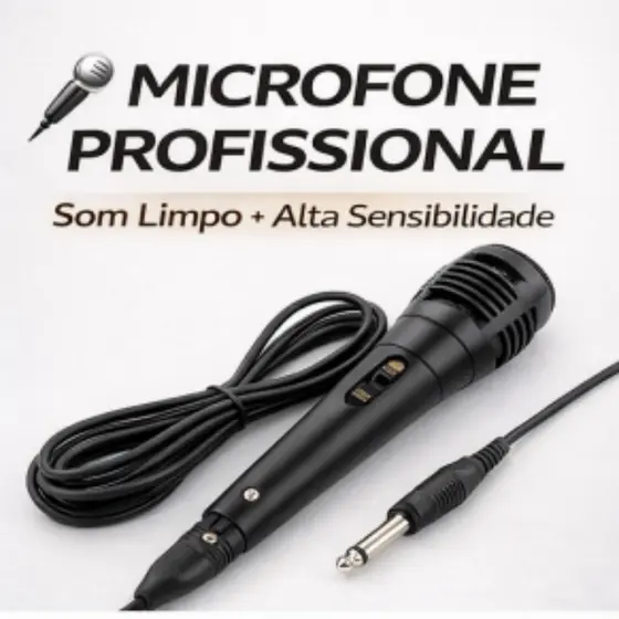 Microfone Karaokê Dinâmico com Cabo de 2.5 Metros