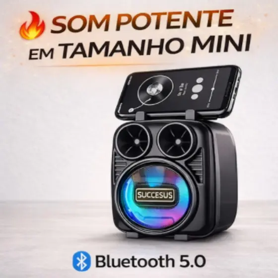Caixa de Som Bluetooth Potente Radio Fm Recarregável Sem fio KTS